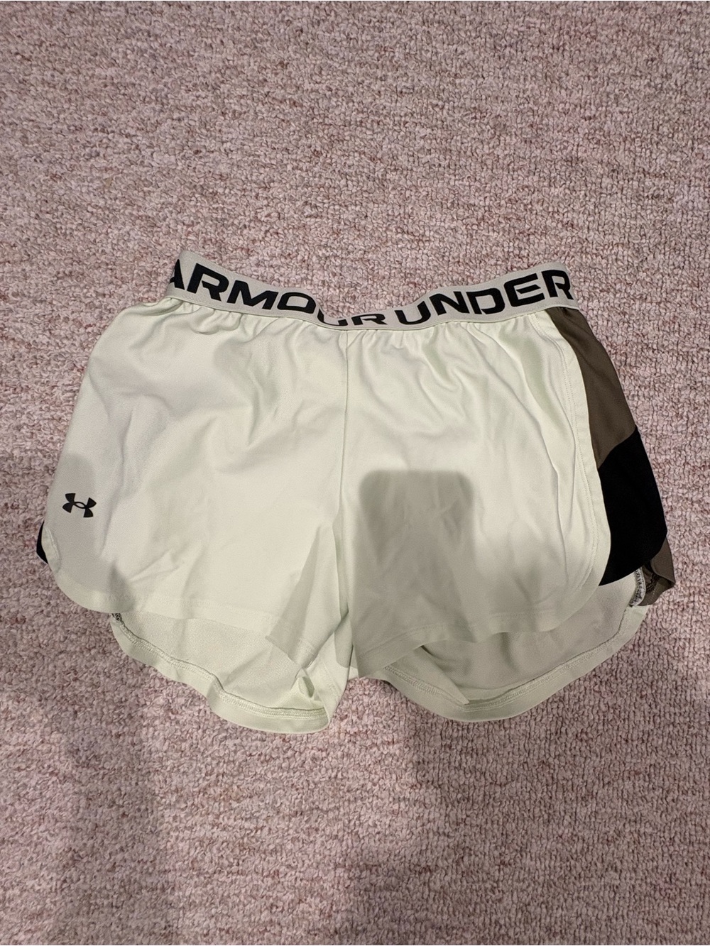 Under Armour Women’s Light Cream Athletic Shorts with Contrast Panels